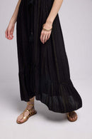 Vestido largo de manga corta - Negro