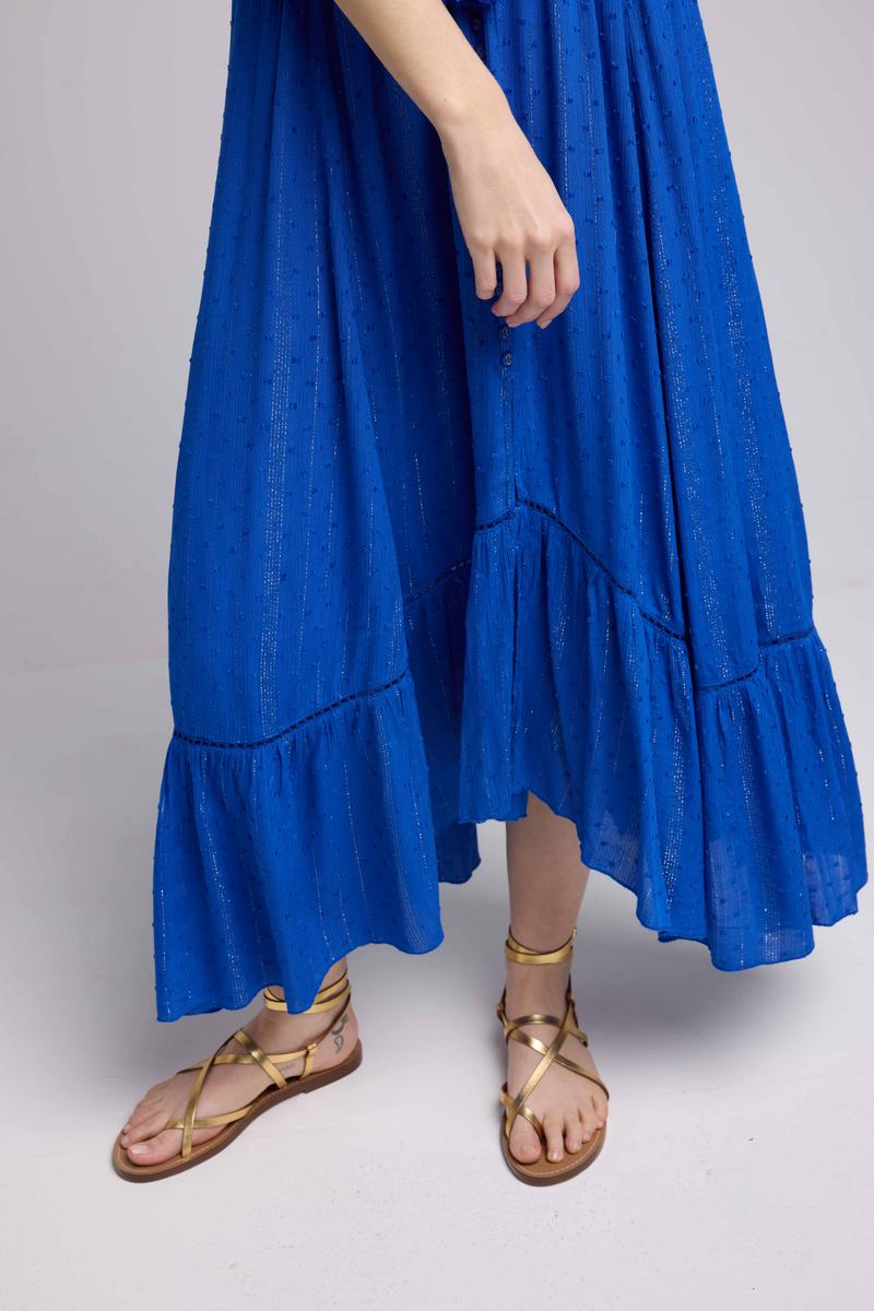 Robe Long Manches Courtes - Bleu
