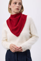 Echarpe Carrée Franges Unisexe Irma En Cachemire - Rouge Bordeau - Femme