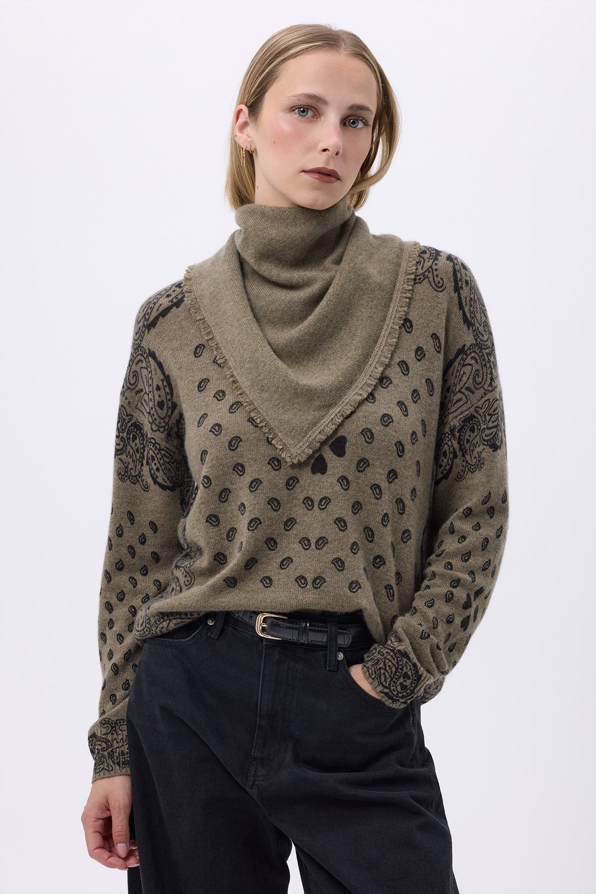 Chusta bandana trójkątna gładka Bandana Irma - Vert Khaki - Kobieta