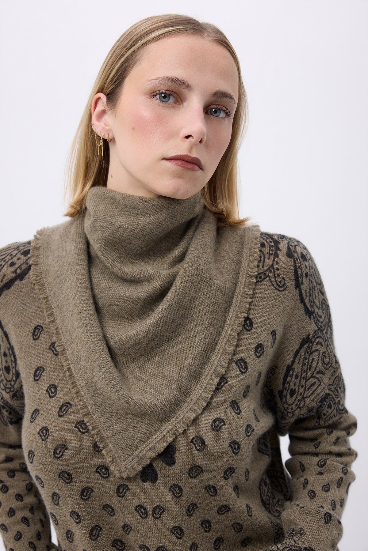 Chusta bandana trójkątna gładka Bandana Irma - Vert Khaki - Kobieta