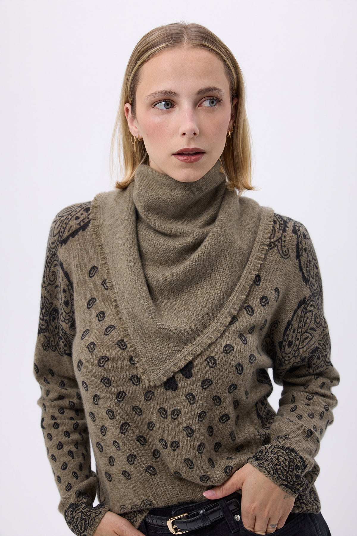 Chusta bandana trójkątna gładka Bandana Irma - Vert Khaki - Kobieta