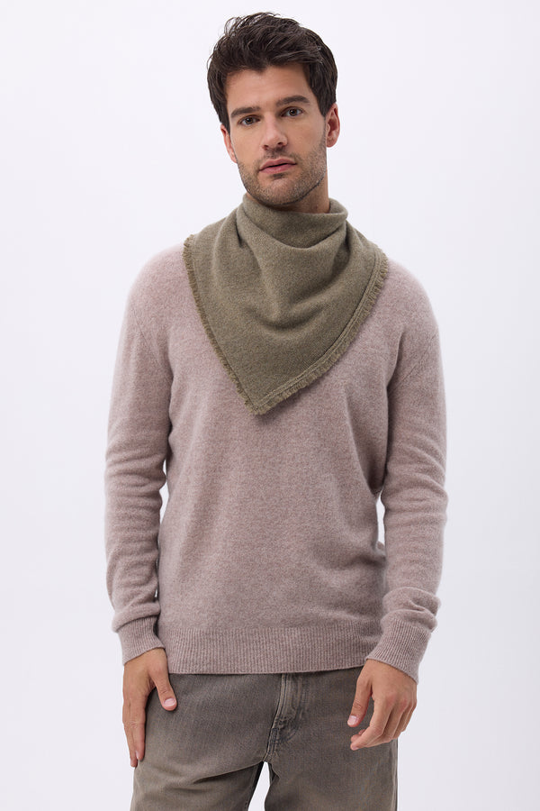 Irma Plain Triangular Bandana Scarf - Khaki Green - Men