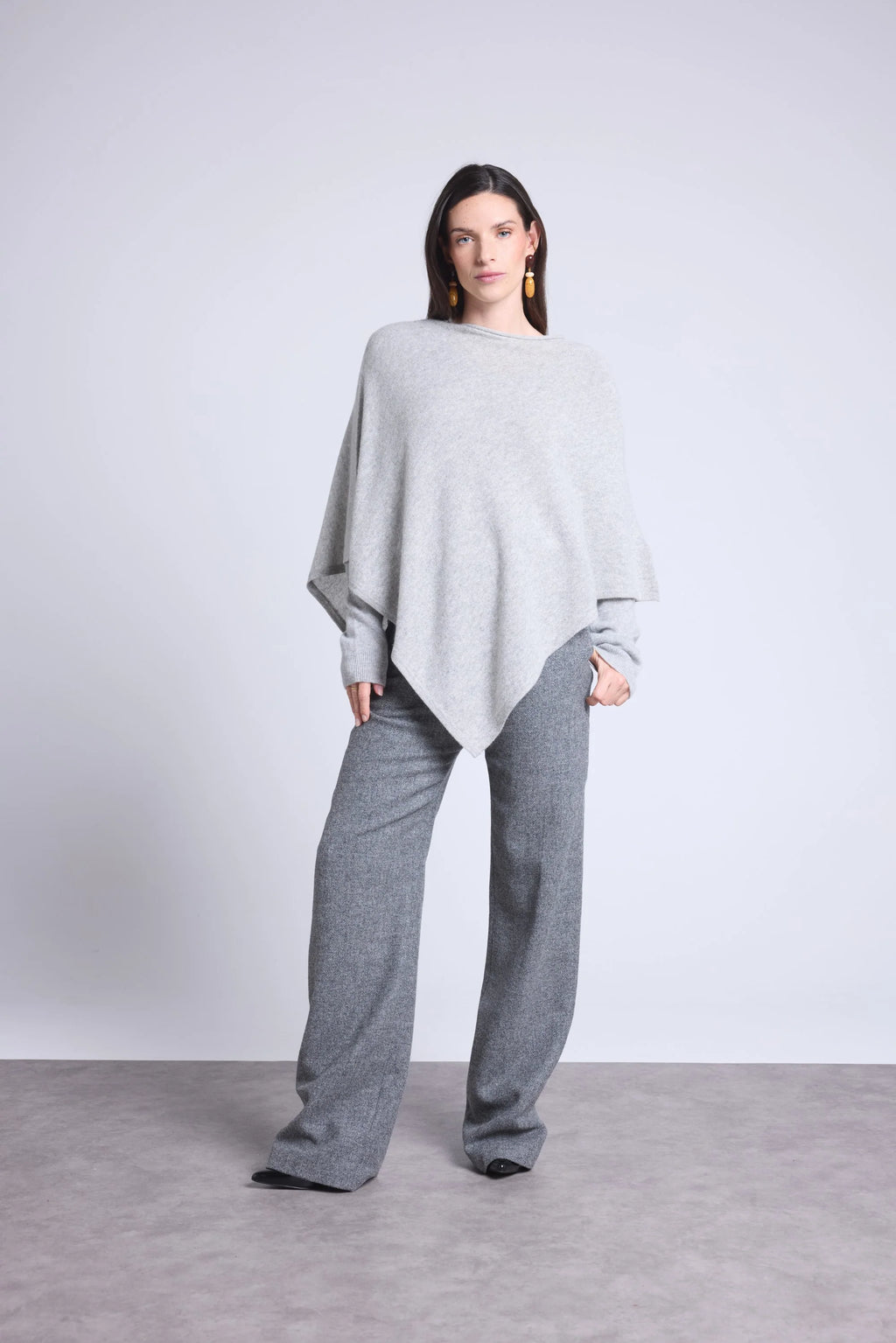 Cape Poncho Isadora - Gris Clair - Femme - 100% Cachemire