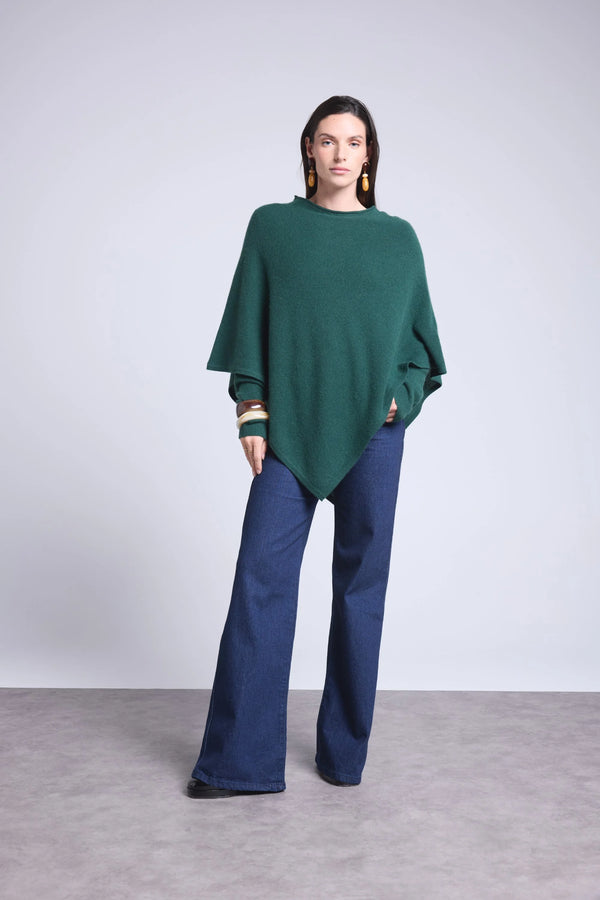 Cappa Poncho Isadora - Verde Bottiglia - Donna - 100% Cashmere