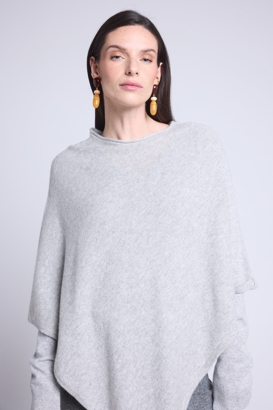 Cape Poncho Isadora - Gris Clair - Femme - 100% Cachemire