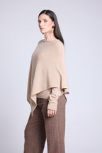 Cape Poncho Isadora - Beige Creme - Femme - 100% Cachemire