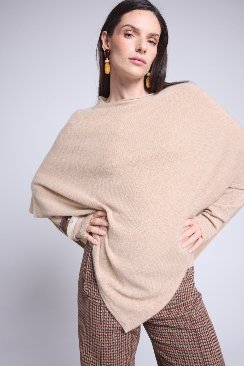Cape Poncho Isadora - Beige Creme - Femme - 100% Cachemire