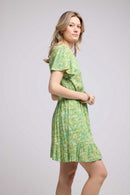Vestido corto de manga corta - Verde