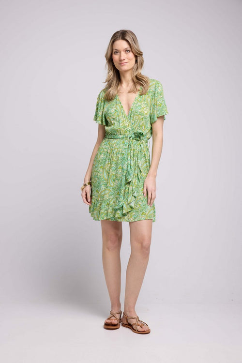 Robe Courte Manches Courtes - Vert
