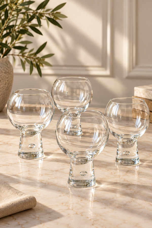 Série De 4 Verres « Ballon » Durobor Des Années 70 - Transparent
