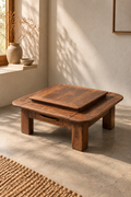 Eiken Salontafel Met Dubbel Blad - Hout