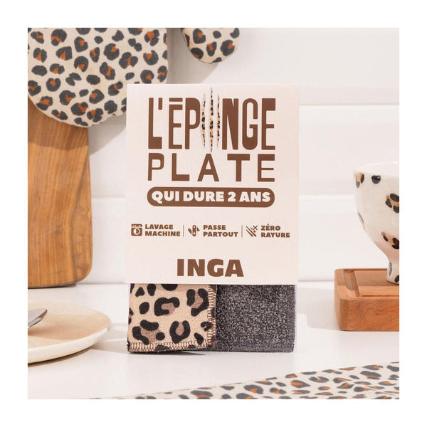 Nuevo - Dúo de esponjas planas Leopard