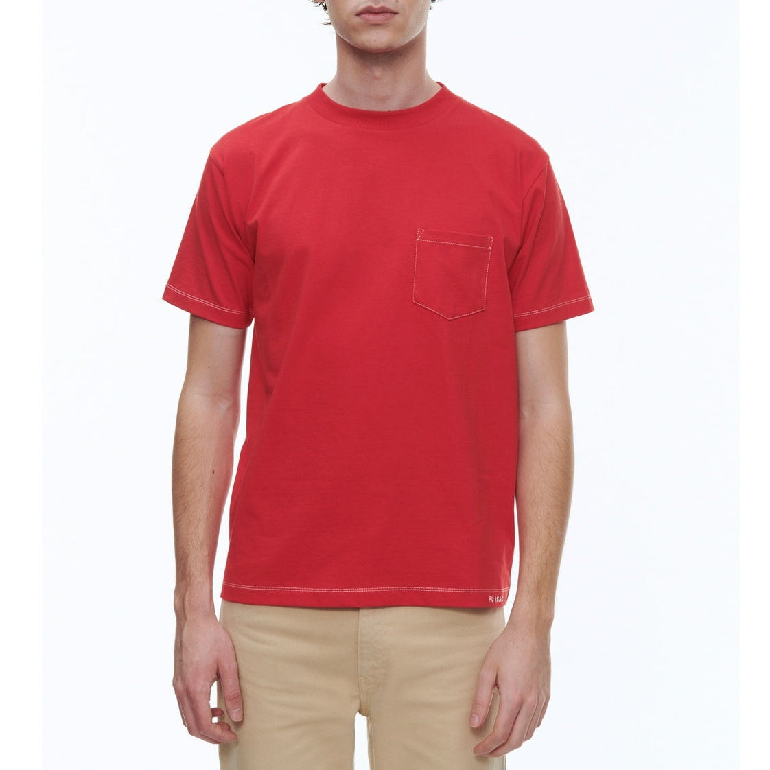 Embroidered Organic Cotton Jersey T-Shirt - Red - Fursac Embroidery