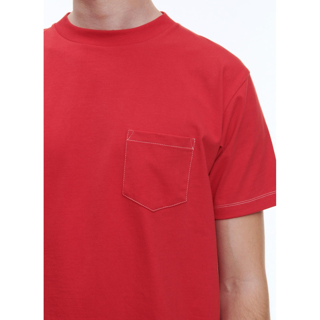 Embroidered Organic Cotton Jersey T-Shirt - Red - Fursac Embroidery