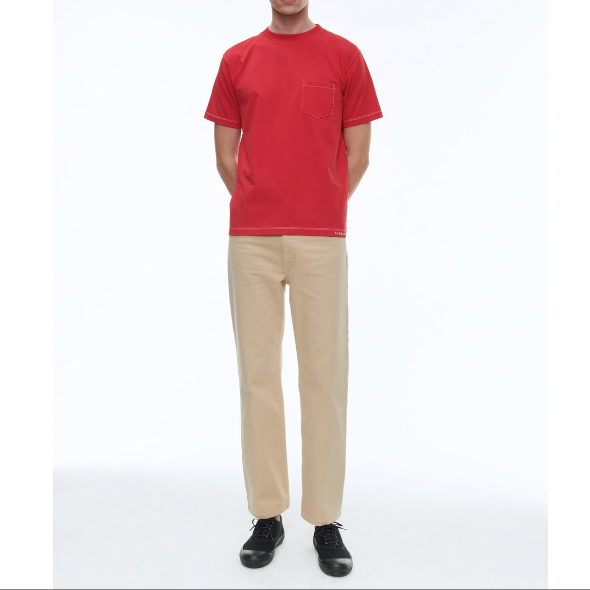 Embroidered Organic Cotton Jersey T-Shirt - Red - Fursac Embroidery