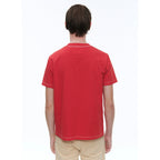 Embroidered Organic Cotton Jersey T-Shirt - Red - Fursac Embroidery