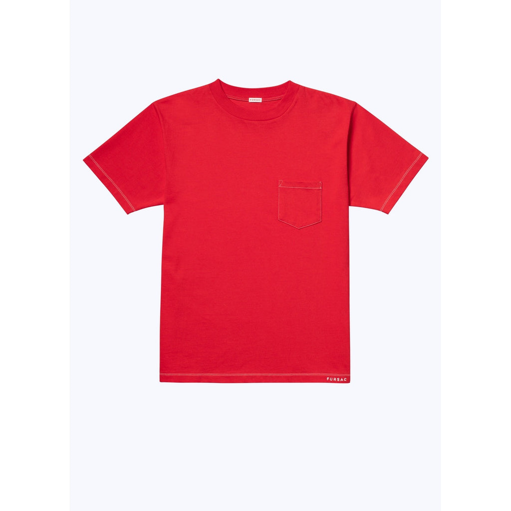 Embroidered Organic Cotton Jersey T-Shirt - Red - Fursac Embroidery