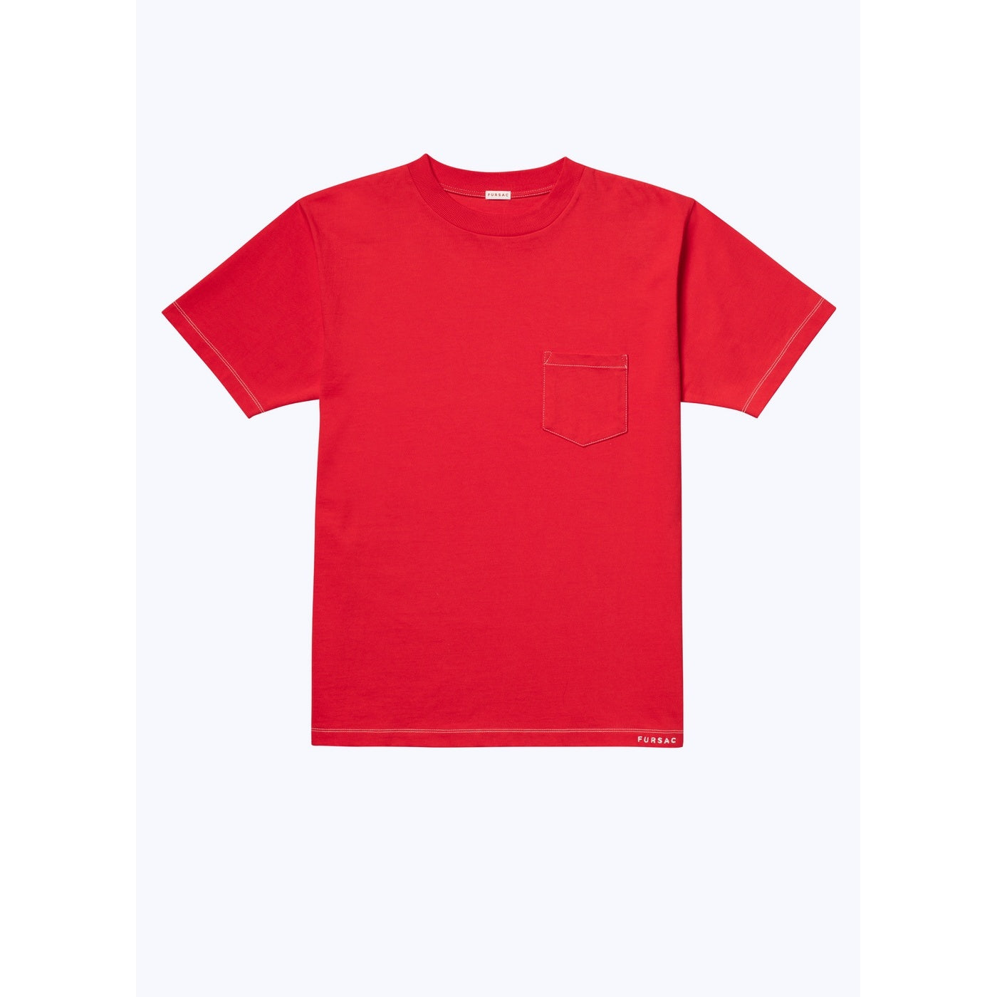 Embroidered Organic Cotton Jersey T-Shirt - Red - Fursac Embroidery