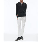 Camiseta Henley Ml - Negro