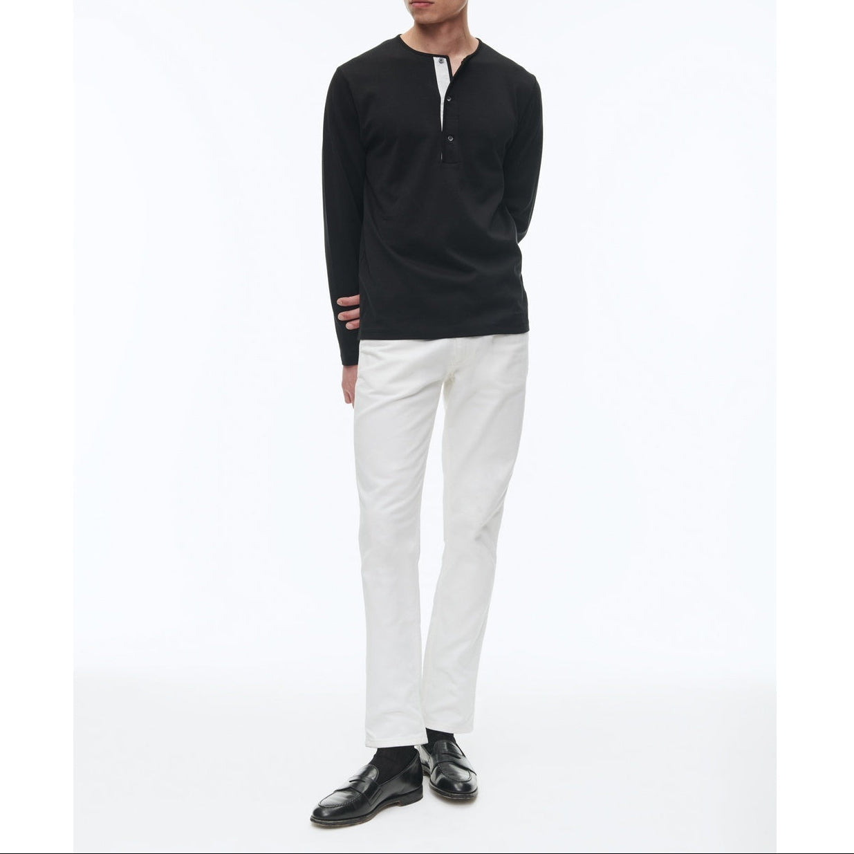Camiseta Henley Ml - Negro