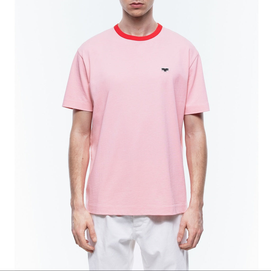 Fursac - T-Shirt Rose Col Rouge Patch Logo - Saumon