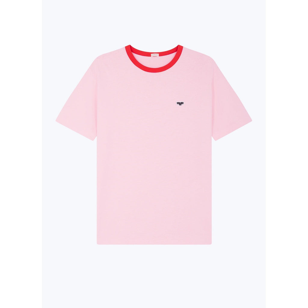 Fursac - T-Shirt Rose Col Rouge Patch Logo - Saumon