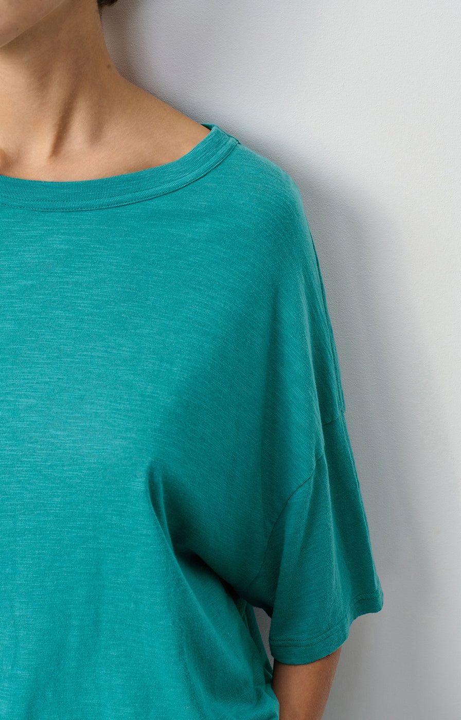 T-Shirt Ample Col Rond - Emeraude Chine - Femme