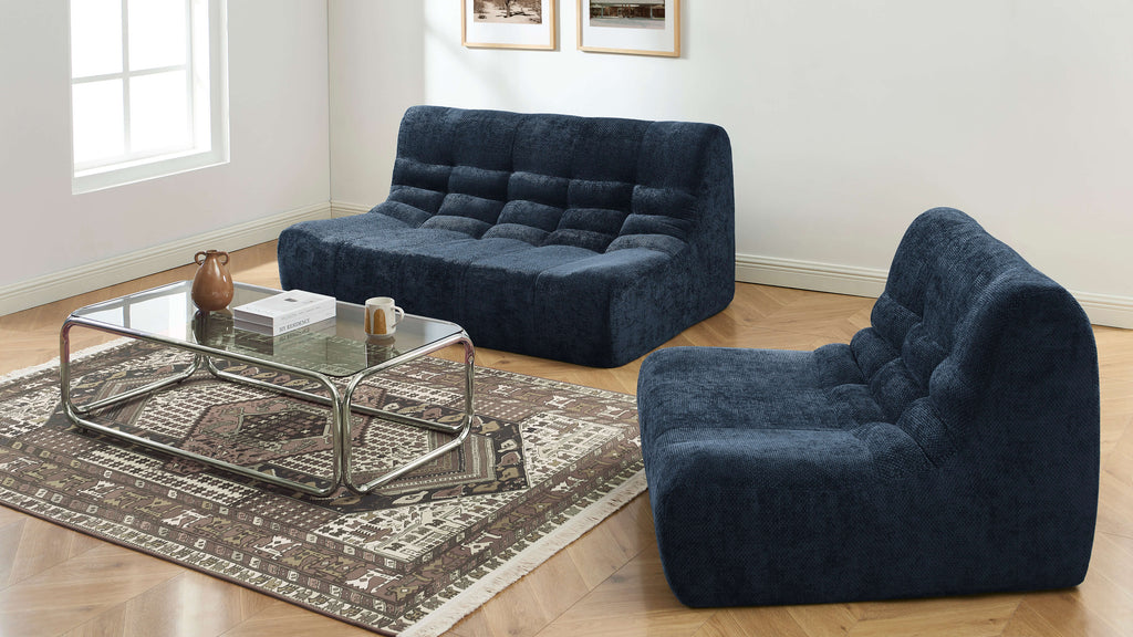 Janis - Chauffeuse - Tissu Chenille - Bleu