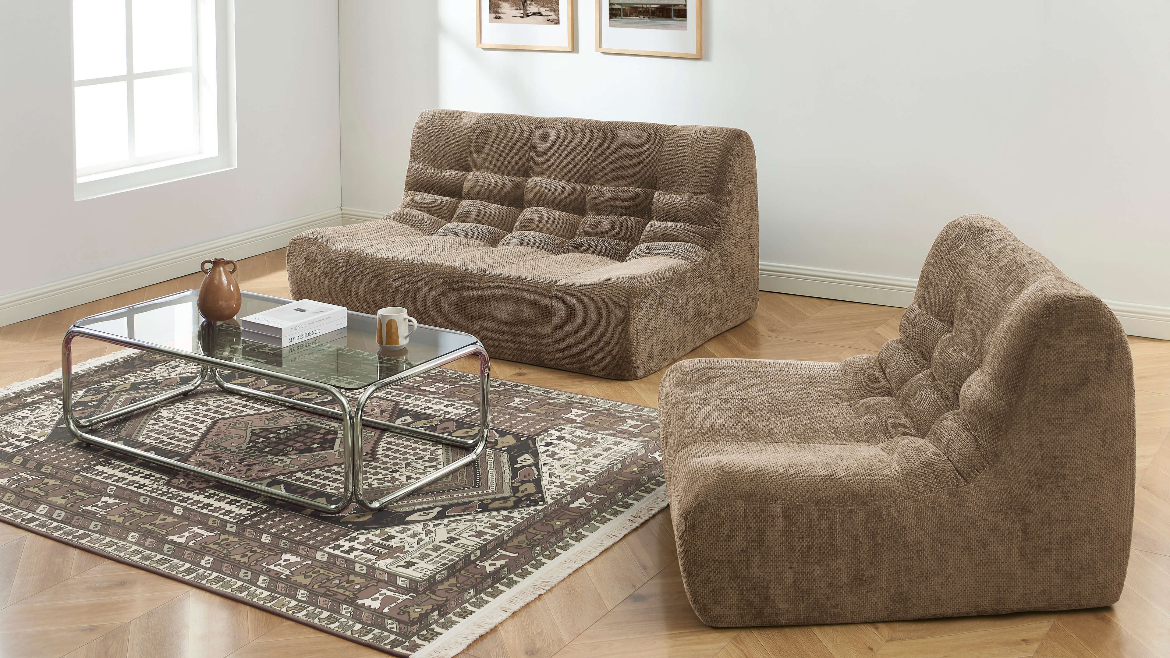 Janis - Chauffeuse - Tissu Chenille - Taupe