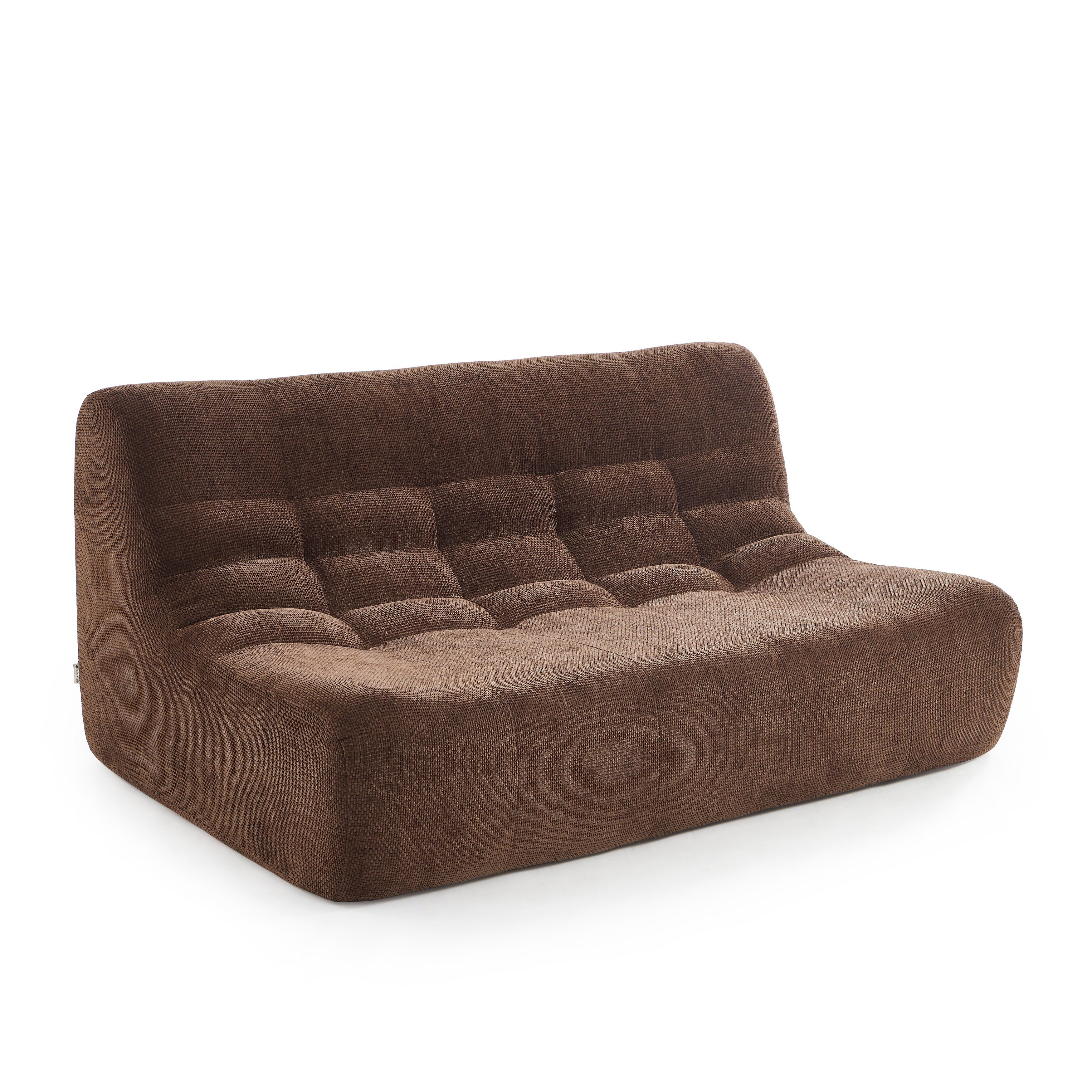 Janis - 2-Seater Modular Bench - Chenille Fabric - Brown