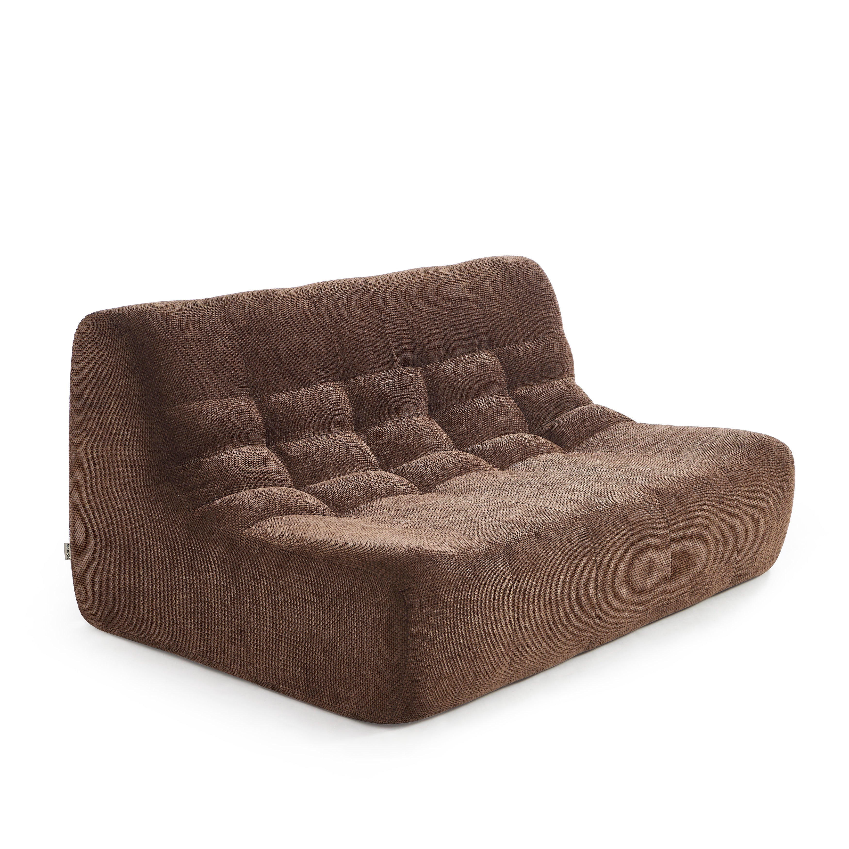 Janis - 2-Seater Modular Bench - Chenille Fabric - Brown