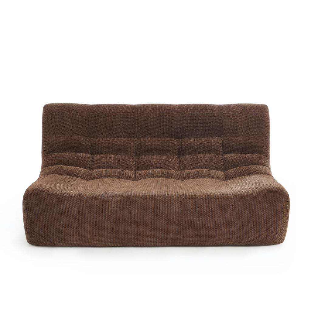 Janis - 2-Seater Modular Bench - Chenille Fabric - Brown