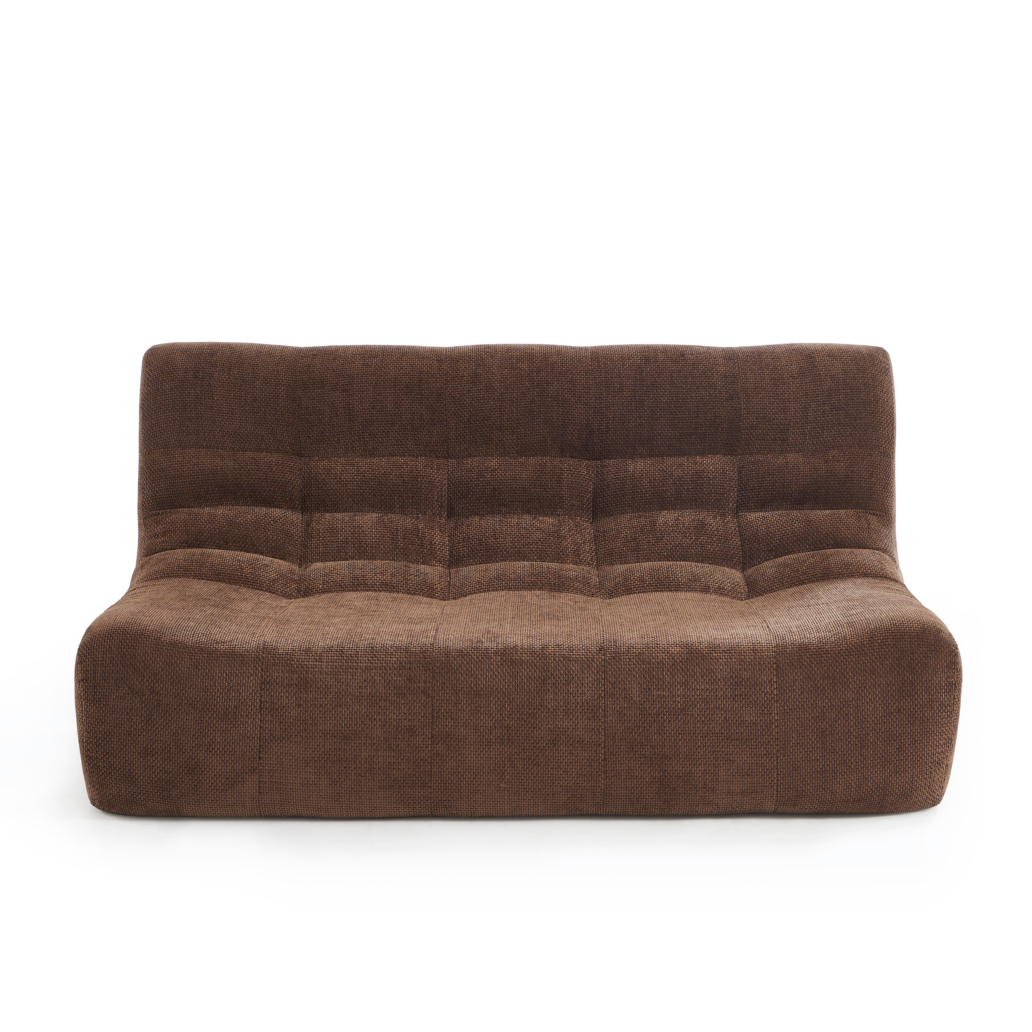 Janis - 2-Seater Modular Bench - Chenille Fabric - Brown