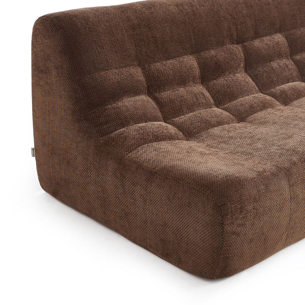 Janis - 2-Seater Modular Bench - Chenille Fabric - Brown
