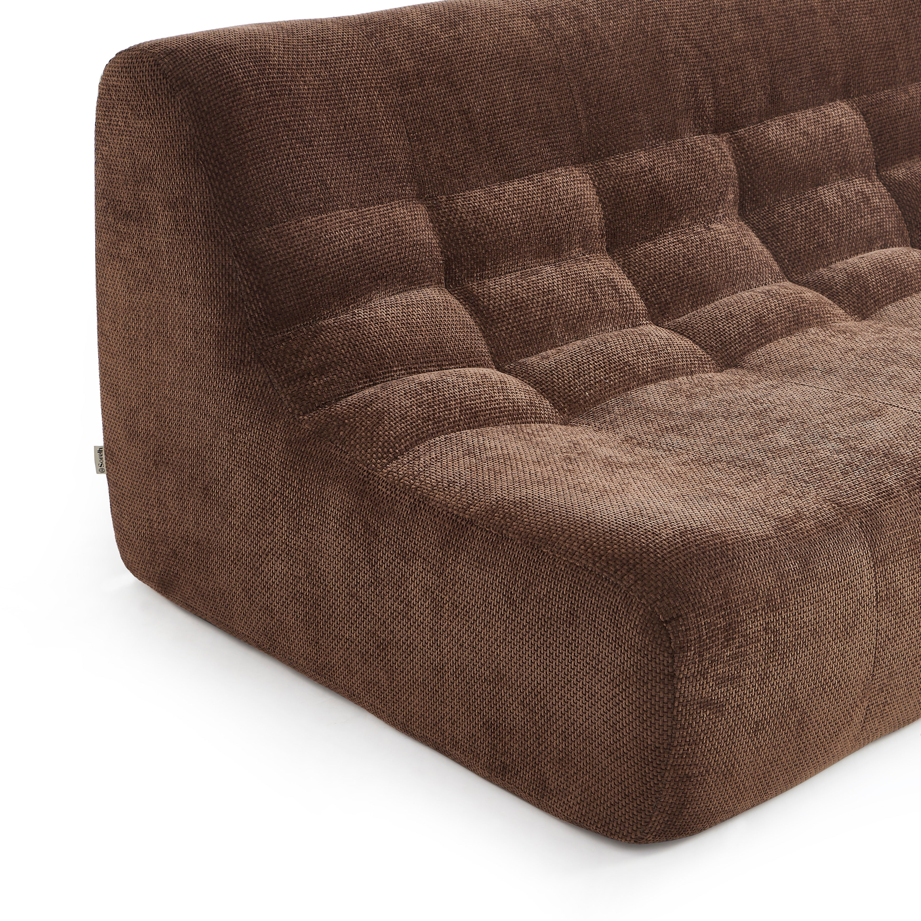 Janis - 2-Seater Modular Bench - Chenille Fabric - Brown