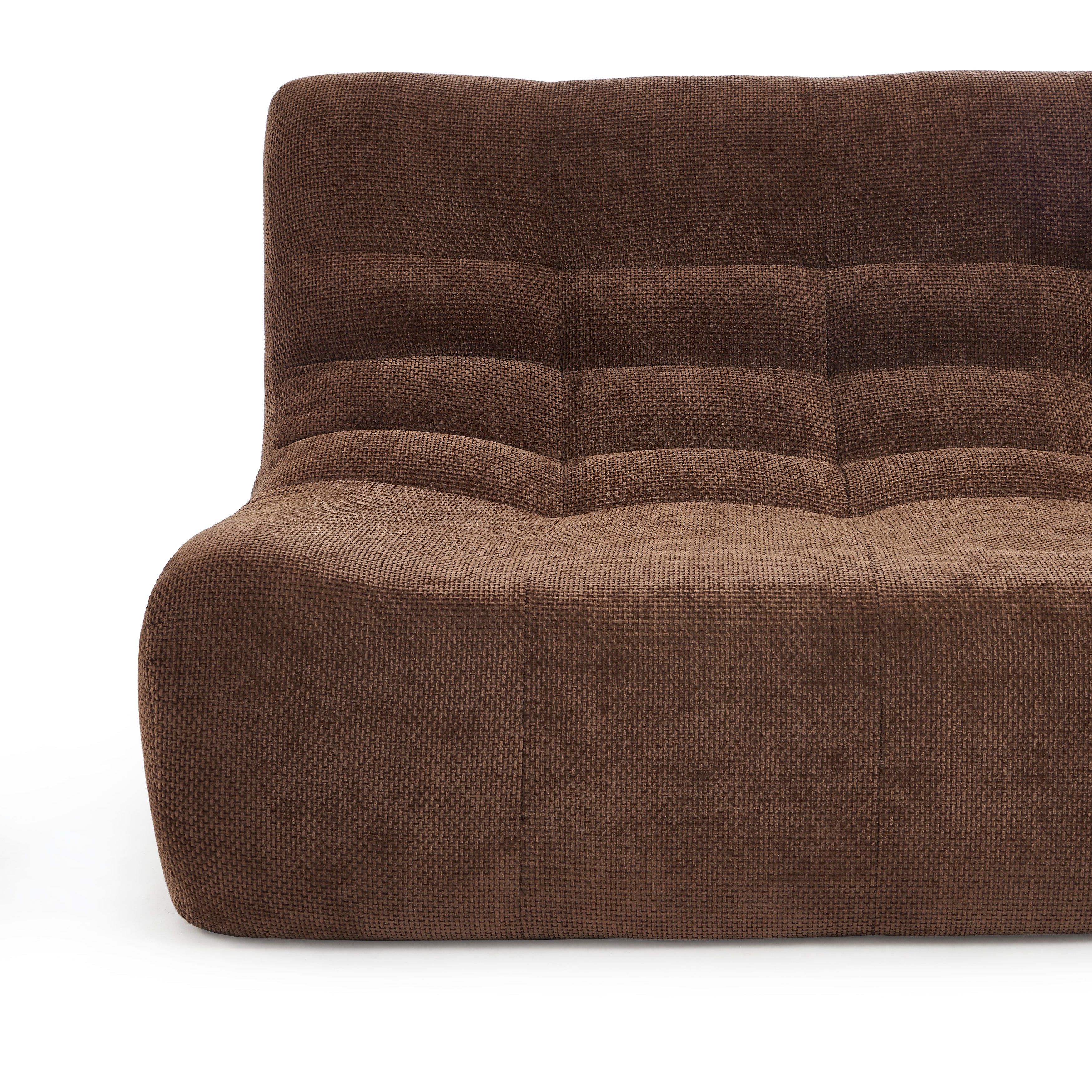 Janis - 2-Seater Modular Bench - Chenille Fabric - Brown