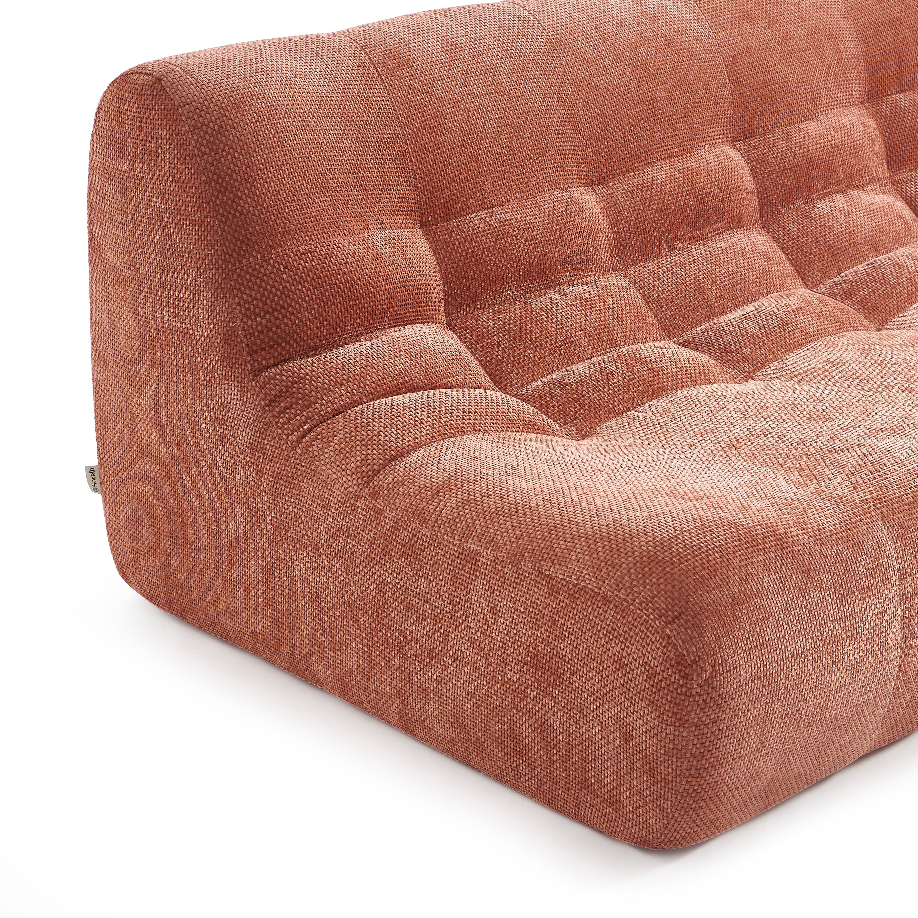 Janis - Modular 2-Seat Bench - Chenille Fabric - Terracotta