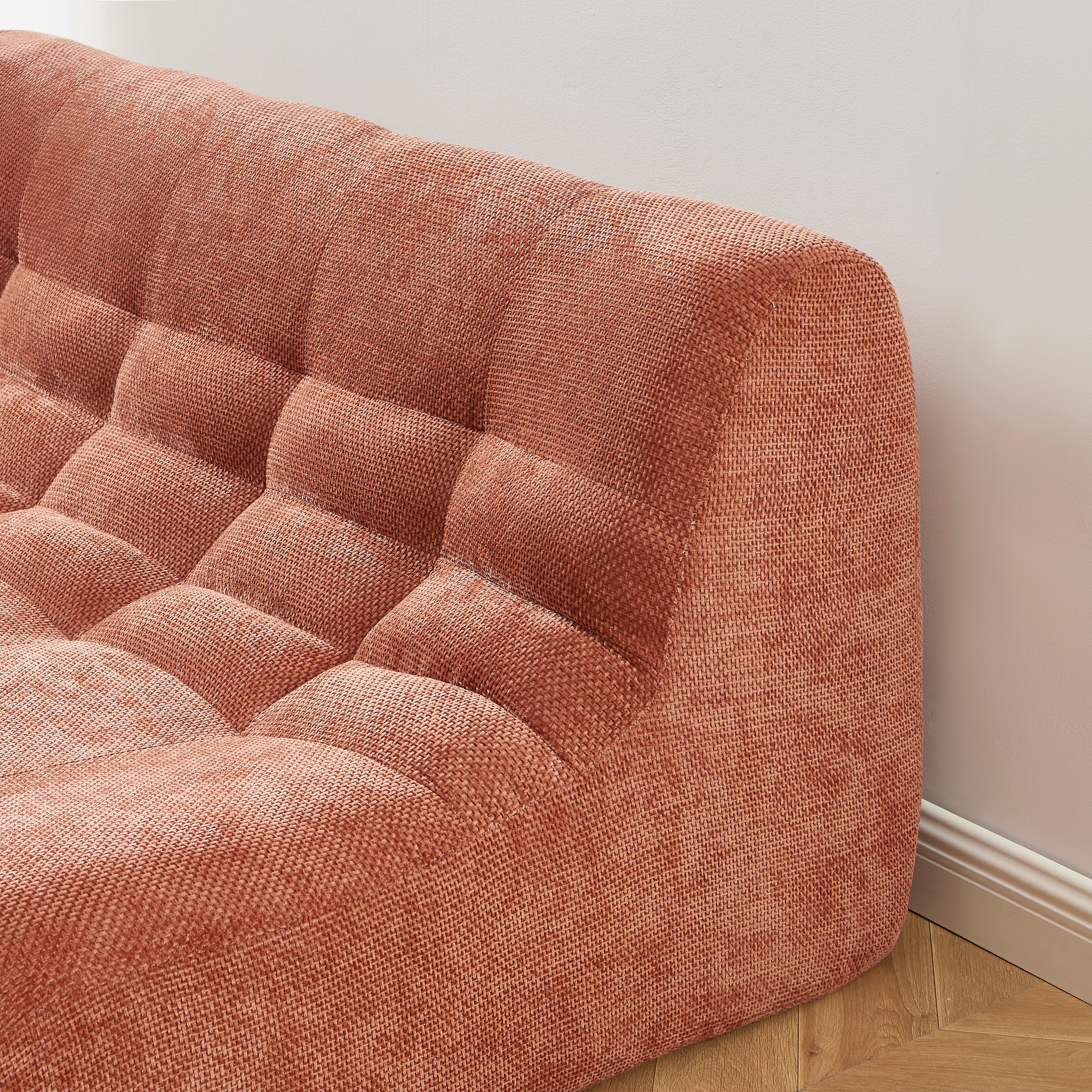 Janis - Modular 2-Seat Bench - Chenille Fabric - Terracotta
