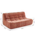 Janis - Modular 2-Seat Bench - Chenille Fabric - Terracotta