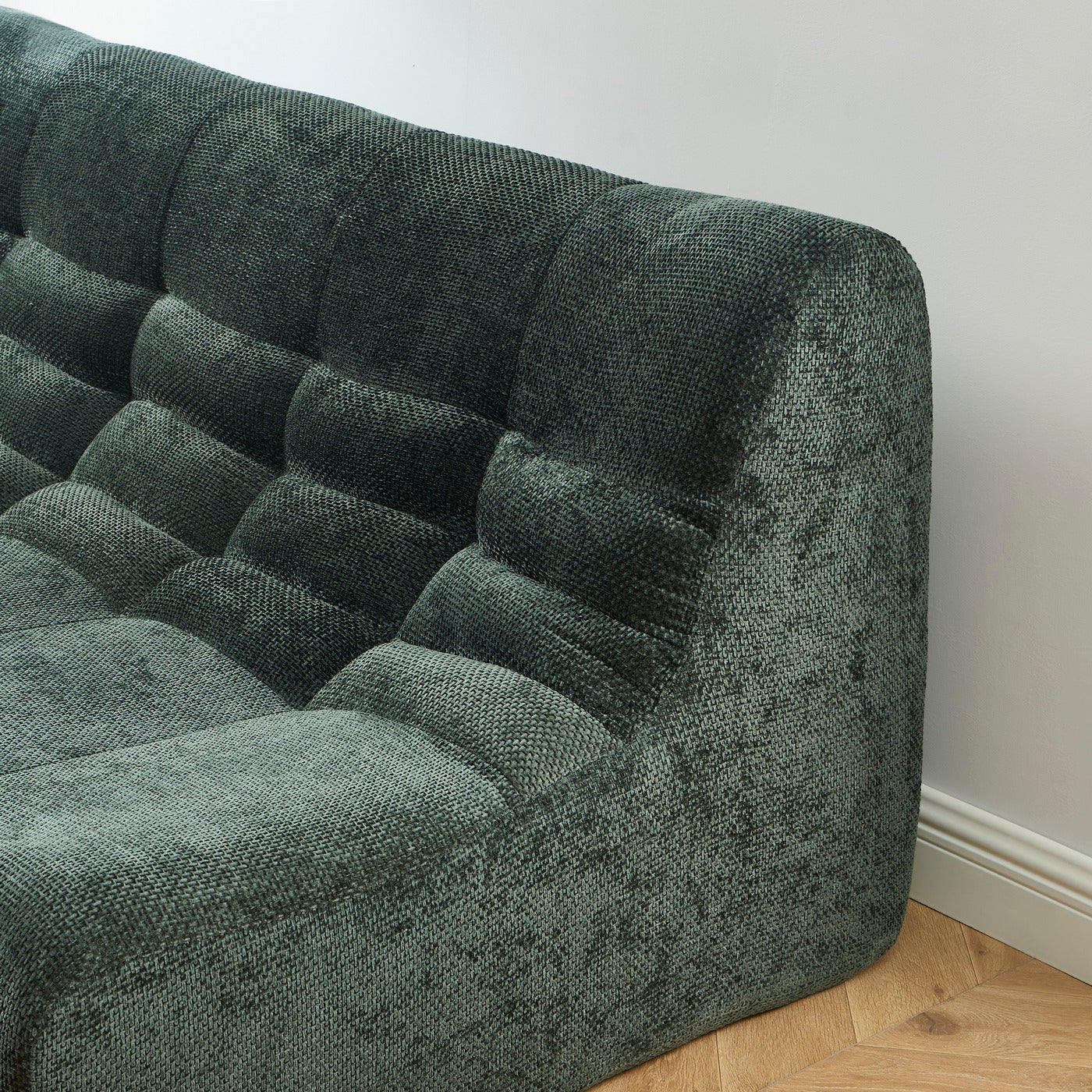 Janis - 2-Seater Modular Bench - Chenille Fabric - Green