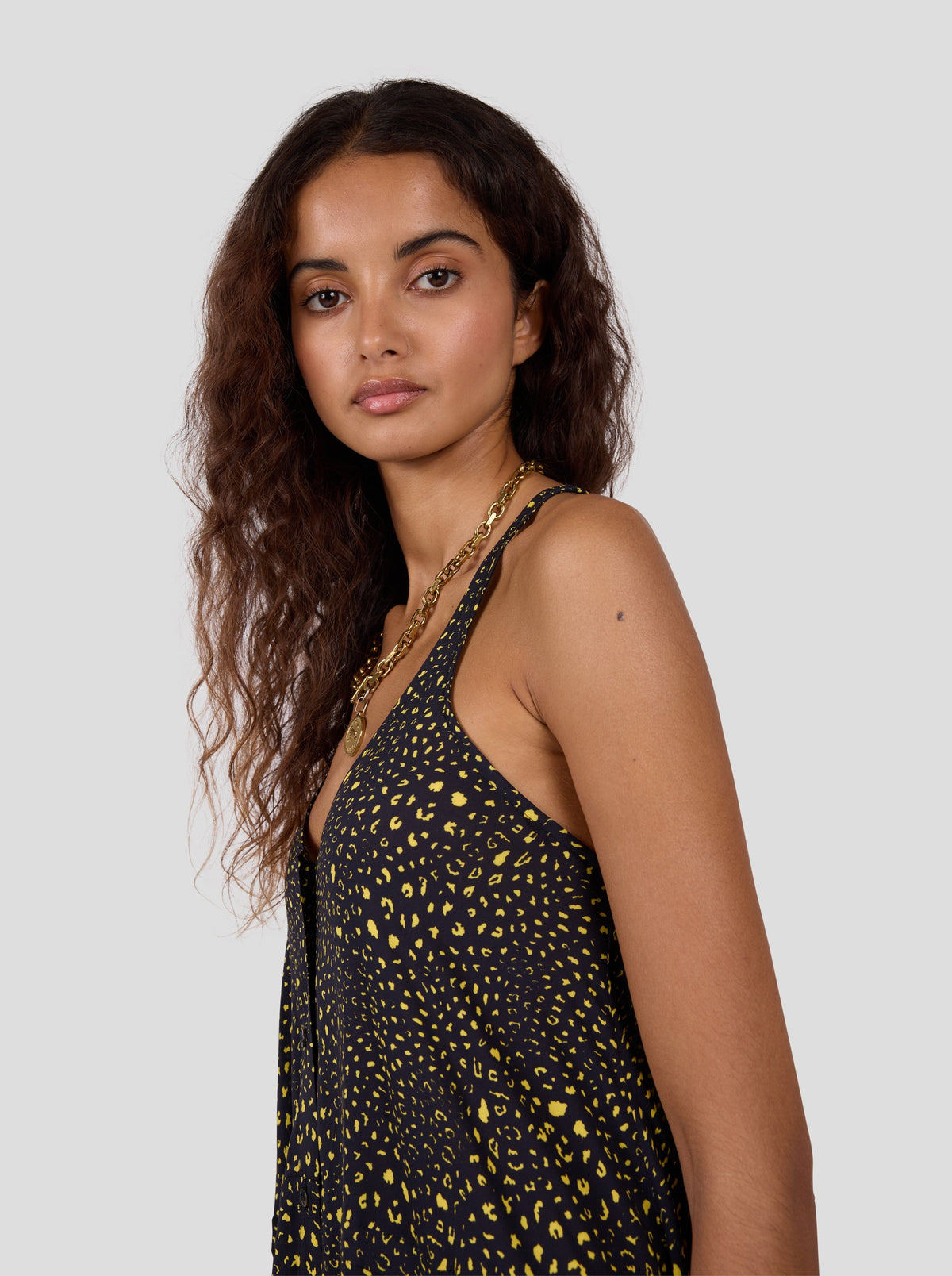 Vestido Java con estampado de leopardo negro