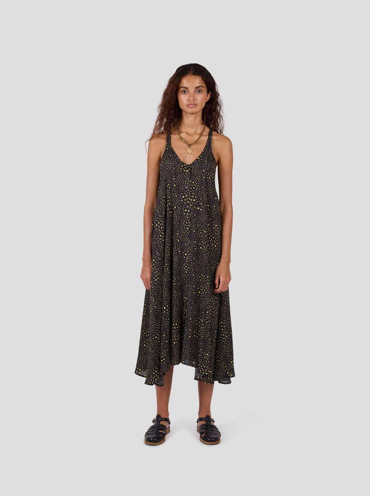 Vestido Java con estampado de leopardo negro