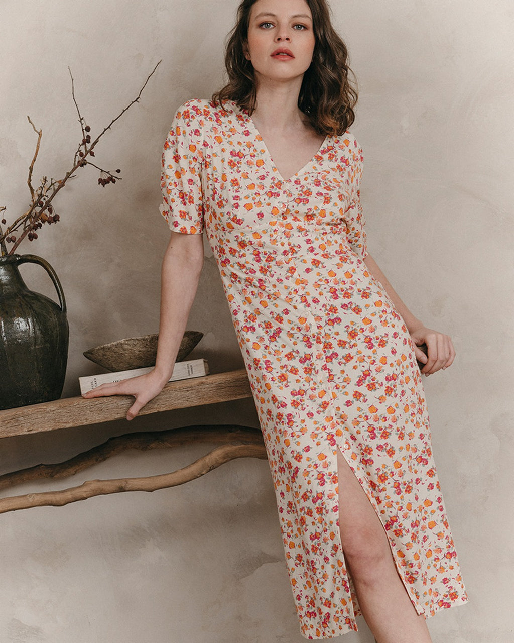 Jemmapes Midi Dress - Beige