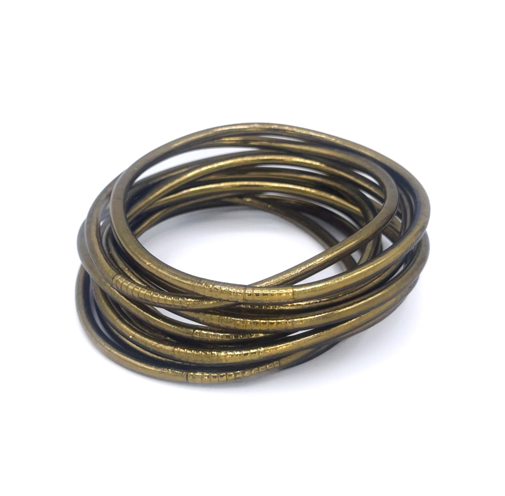 Slim Buddhist Bangle Antique Gold