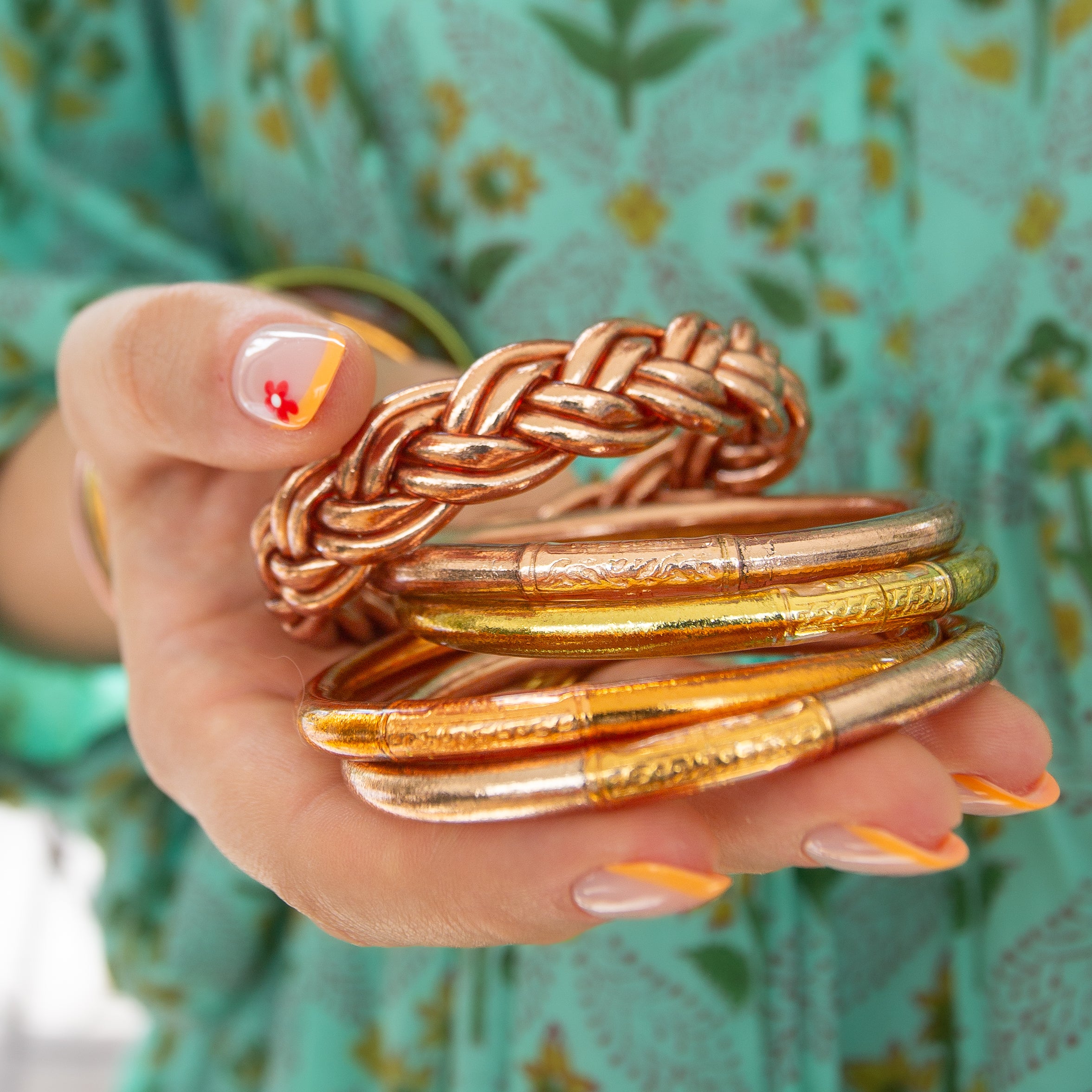 Brazalete Budista Mantra Albaricoque Dorado