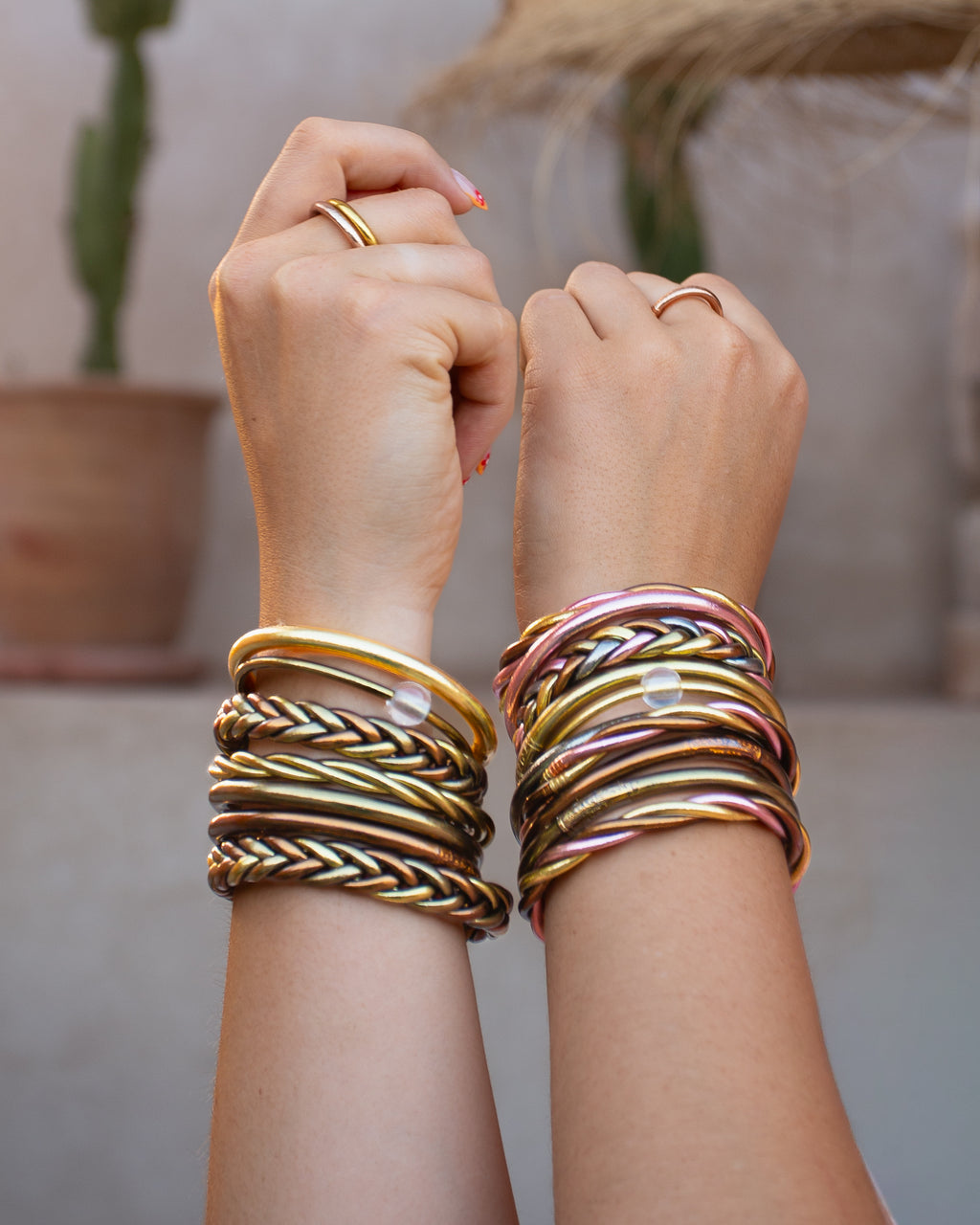 Buddhist Mantra Bangle Caramel