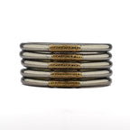 Buddhist Mantra Bangle Dark Silver Mantra Gold