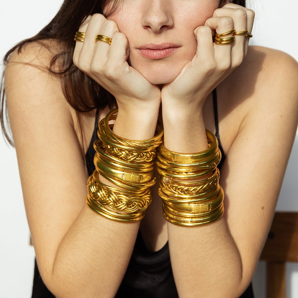 Buddhist Mantra Bangle Gold