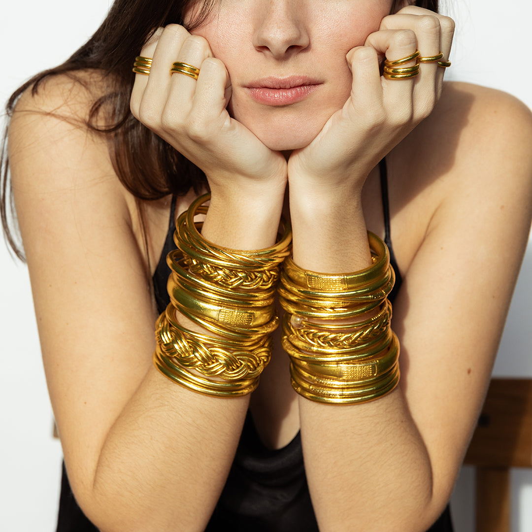 Buddhist Mantra Bangle Gold